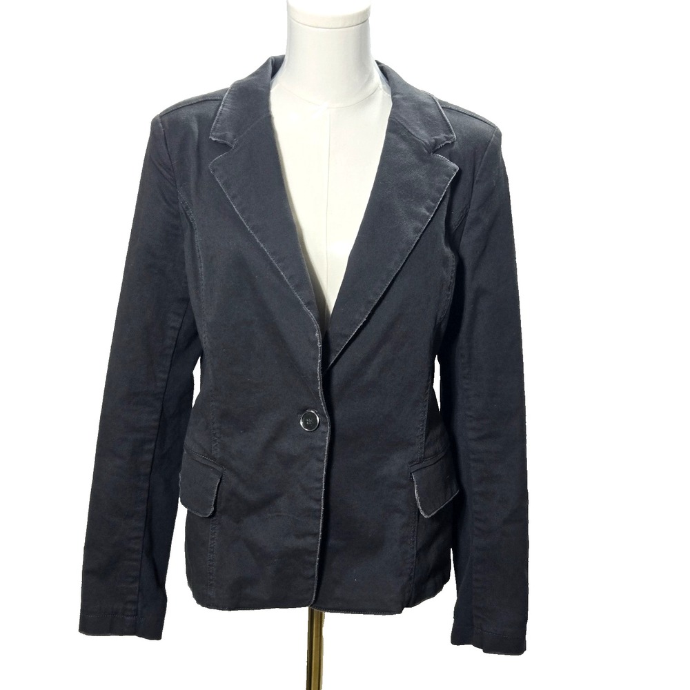 Peyton Jensen Jacket Blazer Womens One‎ Button Gray Size Medium Cropped